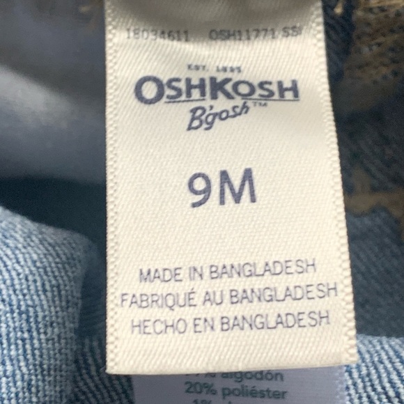 Oshkosh B’gosh Girls Size 9 Months Denim Overalls Embroidered Flowers - Picture 7 of 9